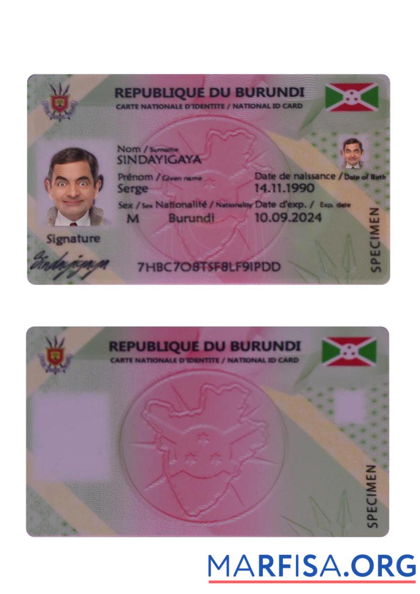 Realistic Burundi ID Card example